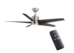 Hampton Bay Mena 54 in. White Color Changing Integrated LED Indoor/Outdoor Brushed Nickel Ceiling Fan with Light Kit and Remote