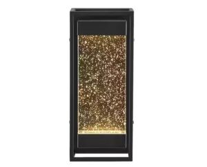 Hampton Bay Lindley 12.38 in.Modern 1-Light Matte Black Hardwired LED Outdoor Wall Light Sconce with Bubble Double Frame 