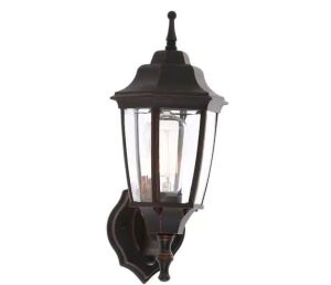 Hampton Bay 14.5 in. 1-Light Oil-Rubbed Bronze Hardwired Dusk-to-Dawn Outdoor Wall Light Lantern Sconce 