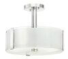 Hampton Bay Bourland 14 in. 3-Light Polished Chrome Semi-Flush Mount Ceiling Light Fixture with White and Clear Glass Double Shade