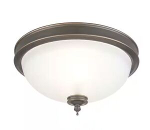 Hampton Bay Eastpoint 13 in. 2-Light Oil Rubbed Bronze Flush Mount with Frosted Glass Shade 