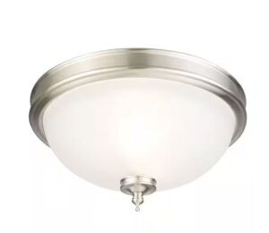 Hampton Bay Eastpoint 13 in. 2-Light Brushed Nickel Flush Mount with Frosted Glass Shade