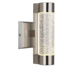 Home Decorators Collection Ansel Stainless Steel Modern Bubble Glass Integrated LED Outdoor Hardwired Cylinder Sconce