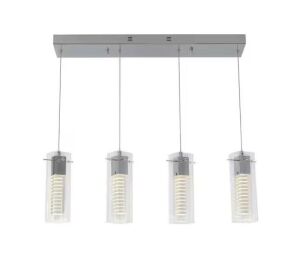 Artika Hologram 21-Watt 4 Light Chrome Modern Integrated LED Pendant Light Fixture