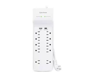 Lot of (5) CyberPower 10-Outlet Surge Protector with USB and 4 ft. Cord