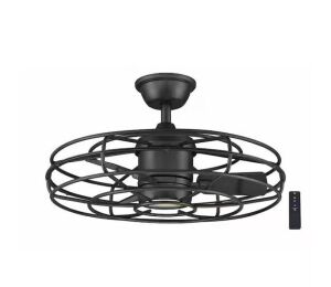 Home Decorators Collection Heritage Point 25 in. Indoor/Outdoor Matte Black Fandelier Ceiling Fan with Adjustable White LED with Remote Included