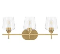 Hampton Bay&nbsp;Pavlen 24 in. 3-Lights Antique Brass Vanity Light with Clear Glass Shades