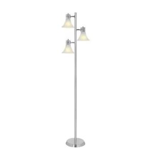 Hampton Bay 64-1/2 in. Brushed Nickel Floor Lamp with 3 Plastic Bell Shades