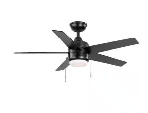 Hampton Bay Mena 44 in. LED Indoor/Outdoor Matte Black Ceiling Fan with Light Kit and Reversible Blades Included