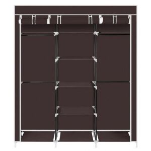  69'' Portable Clothes Storage Organizer with Metal Shelves, Dark Brown 