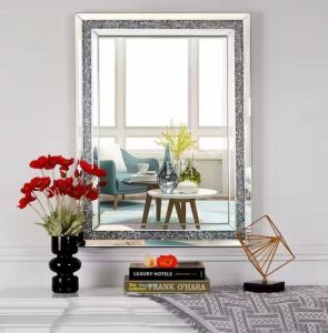 Crushed Diamond Rectangle Glass Wall Mirror 31.5" x 23.62"