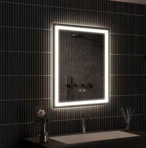 HOMLUX 24 in. W x 30 in. H Rectangular Frameless LED Light with 3-Color and Anti-Fog Wall Mounted Bathroom Vanity Mirror