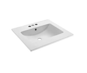 Swiss Madison 24 in. Ceramic Vanity Top with 3-Faucet Holes with White Basin