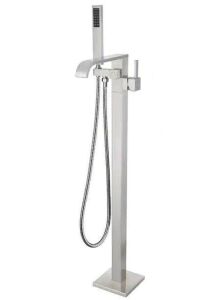 AKDY 1-Handle Freestanding Floor Mount Tub Faucet Bathtub Filler with Hand Shower in Brushed Nickel