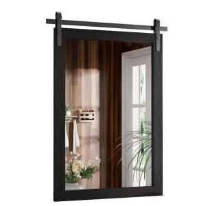 24 in. W x 36 in. H Medium Rectangular Mirror Wood Framed Wall Mounted Mirror in Matte Black