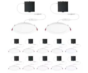 Commercial Electric Pro Value Series LED 6 in Round Adj Color Temp Canless Recessed Light, Wht 12-Pk