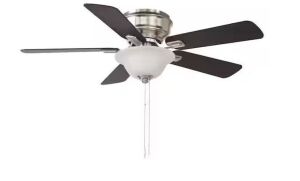 Hampton Bay Hawkins III 44 in. LED Indoor Brushed Nickel Flush Mount Ceiling Fan with Light