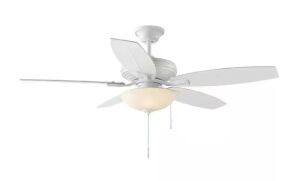 Hampton Bay North Pond 52 in. Indoor/Outdoor LED Matte White Ceiling Fan with Light Kit, Reversible Motor and Reversible Blades