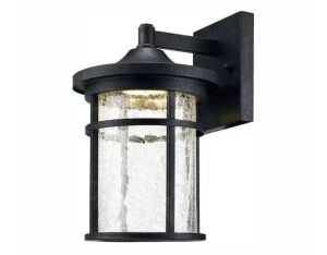 Home Decorators Collection Westbury 11 in. Aged Iron Large LED Outdoor Wall Light Fixture Sconce with Clear Crackled Glass