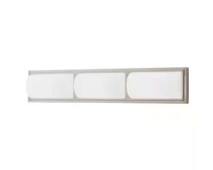 Hampton Bay Bingham 24.02 in. 1-Light Brushed Nickel Integrated LED Vanity Light Bar with Frosted Acrylic Shade