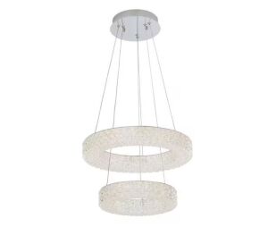 Home Decorators Collection Wesley Park 150-Watt Integrated LED Chrome Pendant Hanging Light with Clear Round Acrylic Ring Shades