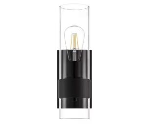 Hampton Bay Denbeck 4.5 in. W Matte Black 1-Light Sconce Clear Glass