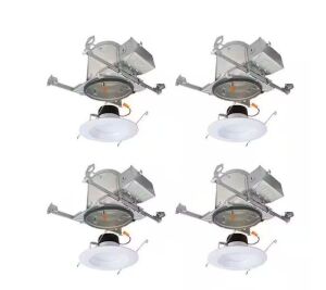 HALO LT 6 in. Adjustable CCT Canless IC Rated Dimmable Indoor/Outdoor Integrated LED Recessed Light Kit, 4-Pack