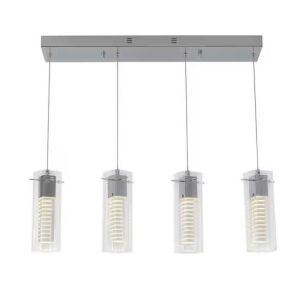 Artika Hologram 21-Watt 4 Light Chrome Modern Integrated LED Pendant Light Fixture 