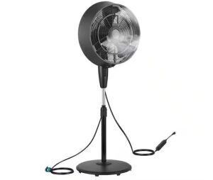 Pelonis 18 in. 3 Speeds Outdoor Misting Pedestal Fan in Black with 80° Oscillation 1600 CFM for up to 500 sq. ft