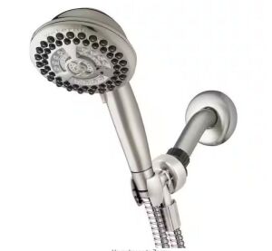 Waterpik 9-Spray 4.5 in. Single Wall Mount 1.8 GPM Handheld Adjustable Shower Head in Brushed Nickel