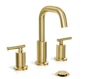 Phiestina 8 in. Wide spread 2-Handle Bathroom Faucet with Valve and Metal Pop-Up Drain, Brushed Gold 