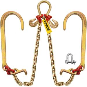 VEVOR 5/16 in x 2 ft Bridle Tow Chain, Grade 80, 9260 Lbs Break Strength with TJ Hooks and Crab Hooks