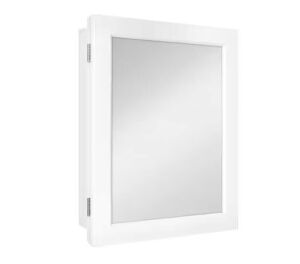 Glacier Bay 15-1/4 in. W x 19-3/8 in. H Rectangular Framed Recessed or Surface-Mount Bathroom Medicine Cabinet with Mirror, White