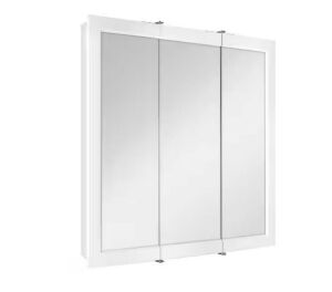 Glacier Bay 30-3/16 in. W x 29 in. H Framed Surface-Mount Tri-View Bathroom Medicine Cabinet with Mirror, White