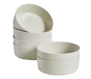 Lot of (2) Home Decorators Collection Trenblay Melamine Dinner Bowls in Natural Beige, Set of 6