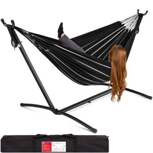 2-Person Brazilian-Style Double Hammock w/ Carrying Bag and Steel Stand