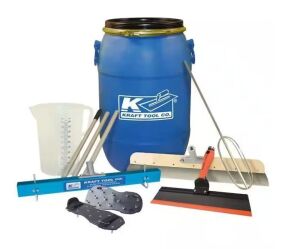 Kraft Tool Co. 7-Piece Self-Leveling Tool Kit with 15 Gal. Mixing Barrel