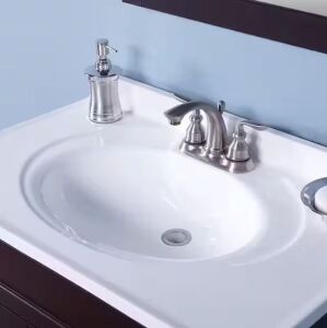 Glacier Bay 31 in. W x 22 in. D Cultured Marble White Round Single Sink Vanity Top in White