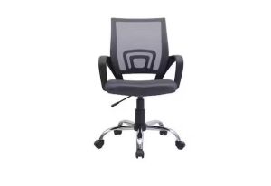 Gray Height Adjustable Executive Office Mesh Mid-Back Swivel Chair with Armrest, Lumbar Support