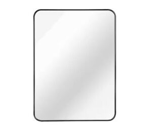 GQB 24 in. W x 32 in. H Rectangular Wall Mounted Brushed Aluminum Frame Mirror in Black