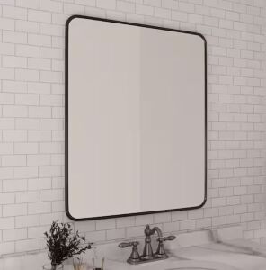 ELLO&ALLO 24 in. W x 36 in. H Rectangular Aluminum Framed Wall Mirror in Black