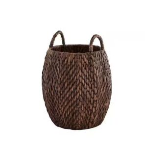 Home Decorators Collection Round Brown Woven Water Hyacinth Decorative Poppy Basket