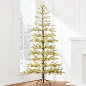 Pre-Lit Sparse Flocked Christmas Tree w/ 2-in-1 LEDs, Cordless Connection 6FT