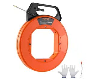 VEVOR Fish Tape 100 ft. 3/16 in. Fiberglass Wire Puller Fishing Tool with Handle