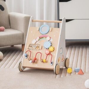 Wooden Baby Walker with Multiple Activities Center