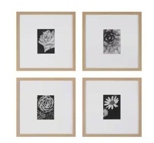 StyleWell Ash Modern Frame with White Matte Gallery Wall Picture Frames, 16" x 16" Matted to 5" x 7", Set of 4