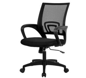 Furniture of America Henry Mesh Cushioned Ergonomic Desk Chair in Black With Non-Adjustable Arms