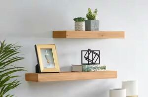 StyleWell Modern Wood Floating Wall Shelves, Set of 2, 26" & 20" 