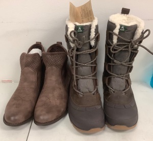 Lot of (2), Natural Reflections Womens Booties 10, Kamik Boots 8, E-Commerce Return, Sold as is