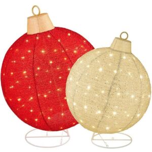 2pc Lighted Pop-Up Christmas Ornaments Decoration w/ 180 LED Lights, Stand